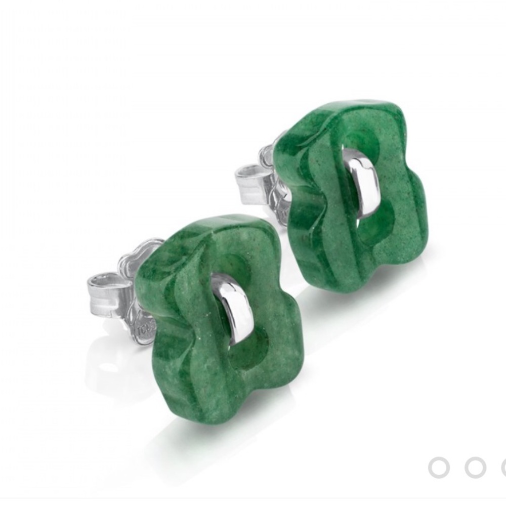 Authentic TOUS Silver Cruise Earrings Aventurine